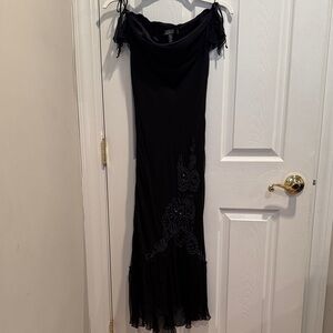 Laundry By Shelli Segal Black Maxi Dress with Embellishments size 2